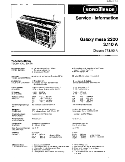 Nordmende Galaxy mesa 2200 service manual