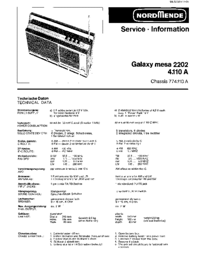 Nordmende Galaxy mesa 2202 4.110 A service manual