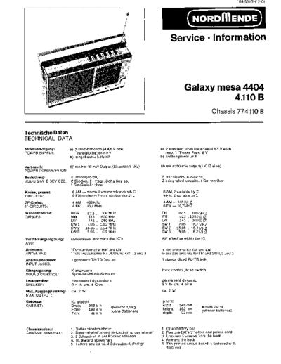 Nordmende Galaxy mesa 4404 4.110 B service manual