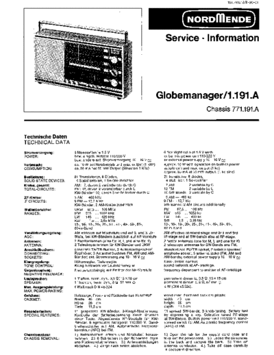 Nordmende Globemanager 1.191.A service manual