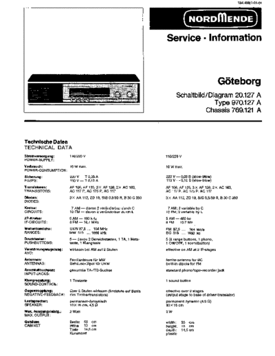 Nordmende Goeteborg 20.127 A service manual