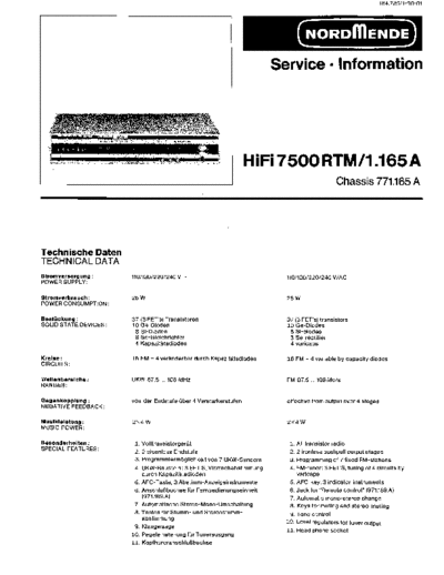 Nordmende HiFi 7500 RTM service manual