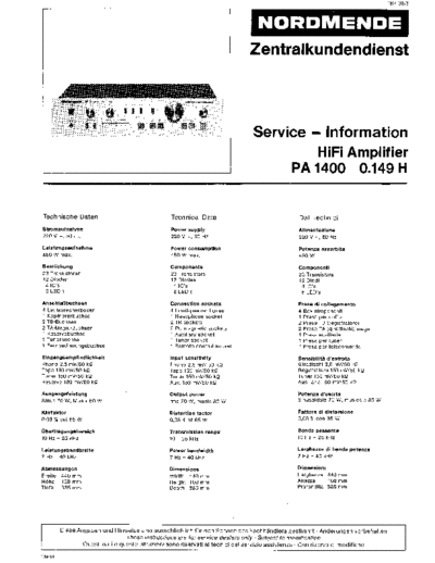 Nordmende PA 1400 service manual