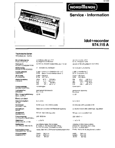 Nordmende Idol+recorder 974.115 service manual