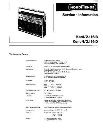 Nordmende Kent 2.116 B service manual