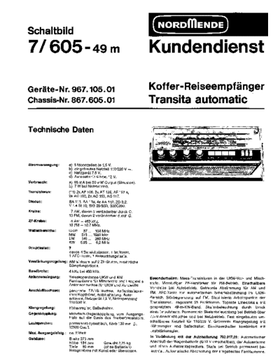 Nordmende Koffer-Reiseempfaenger 7/605-49m service manual
