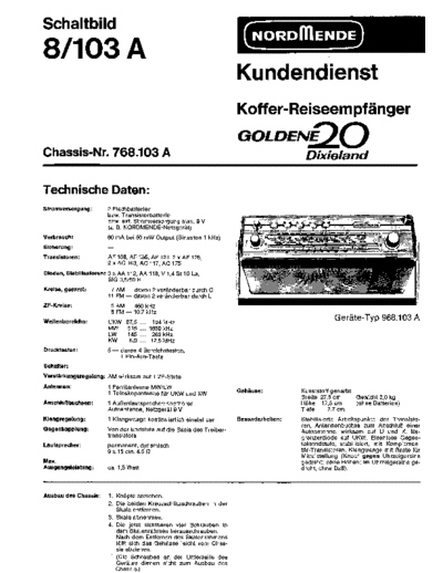 Nordmende Koffer-Reiseempfaenger 8/103A GOLDENE 20 Dixieland service manual