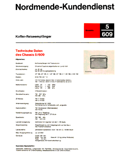 Nordmende Koffer-Reiseempfaenger Stradella 5 609 service manual