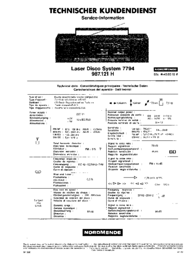 Nordmende Laser Disco System 7794 service manual