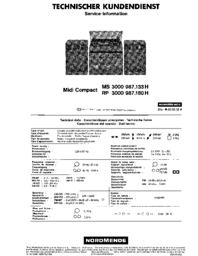 Nordmende Midi Compact MS 3000 PR 3000 service manual