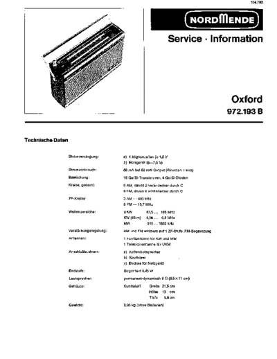 Nordmende Oxford 972.1938 service manual