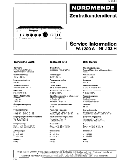 Nordmende PA 1300 A service manual