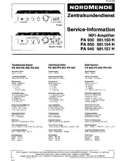 Nordmende PA 900 950 940 service manual