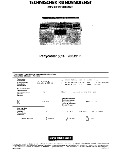 Nordmende Partycorder 5014 service manual