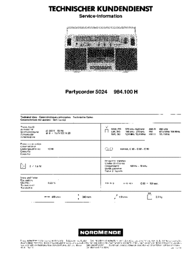 Nordmende Partycorder 5024 service manual