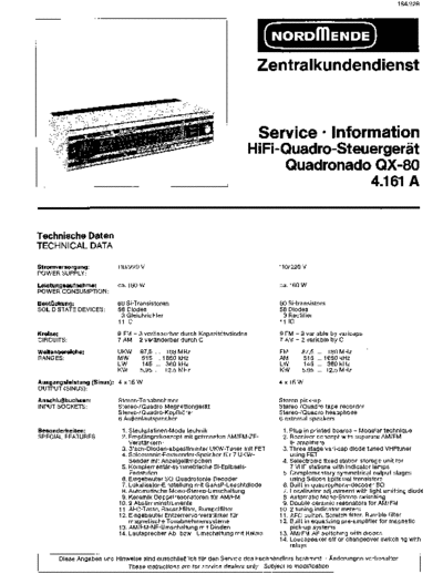 Nordmende Quadronado QX 80 service manual