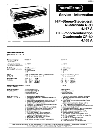 Nordmende Quadronado Q-80 QP-80 service manual