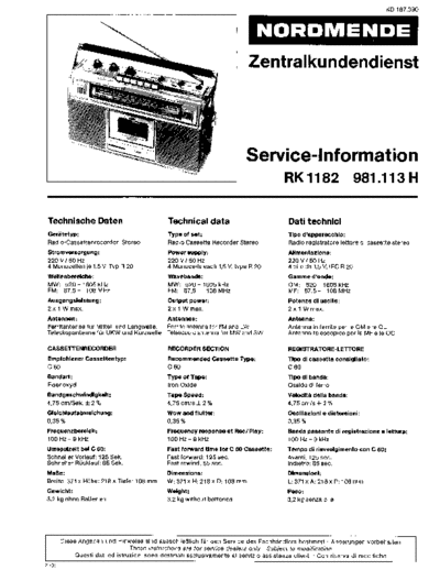 Nordmende RK 1182 service manual