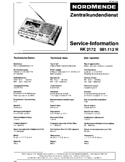 Nordmende RK 2172 service manual