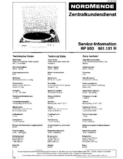 Nordmende RP 950 service manual