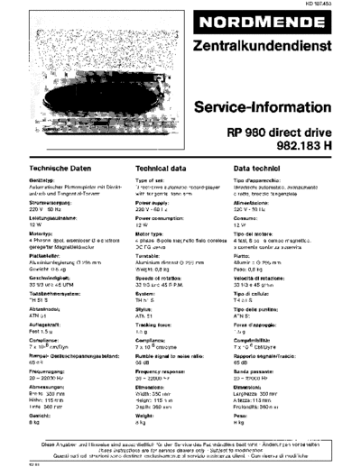 Nordmende RP 980 service manual