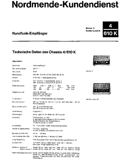 Nordmende Rundfunk-Empfaenger 4/610 Norma K service manual