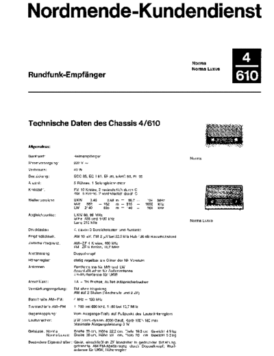 Nordmende Rundfunk-Empfaenger 4/610 Norma service manual