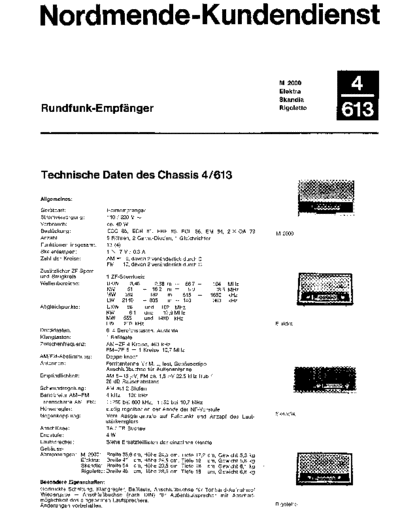 Nordmende Rundfunk-Empfaenger 4/613 M 2000 Elektra Skandia Rigoletto service manual