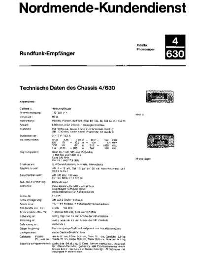 Nordmende Rundfunk-Empfaenger 4/630 Fidelio Ponosuper00 Elektra Skandia Rigoletto service manual
