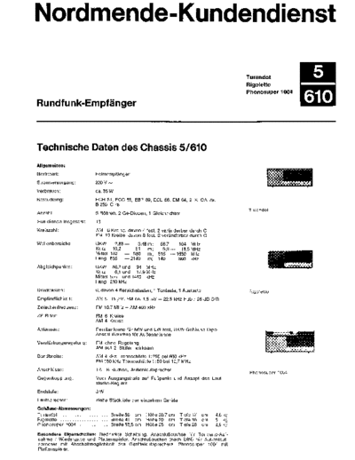 Nordmende Rundfunk Empfaenger 5/610 service manual