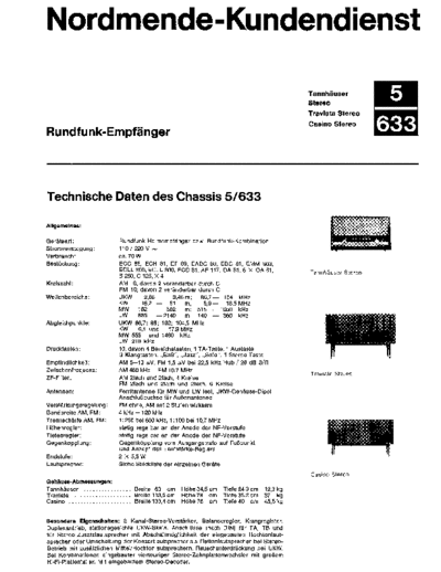 Nordmende Rundfunk Empfaenger 5/633 stereo service manual