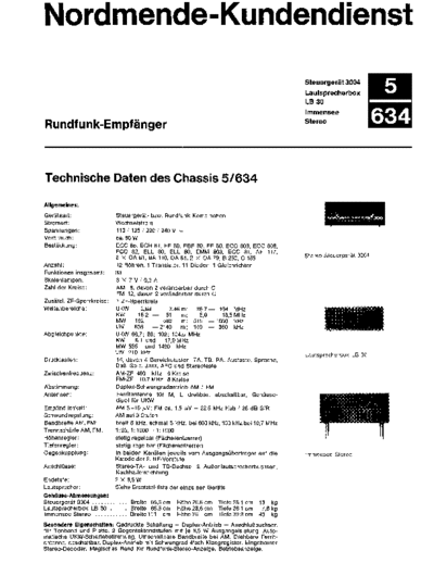 Nordmende Rundfunk Empfaenger 5/634 stereo service manual
