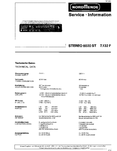 Nordmende Stereo 6020 ST service manual