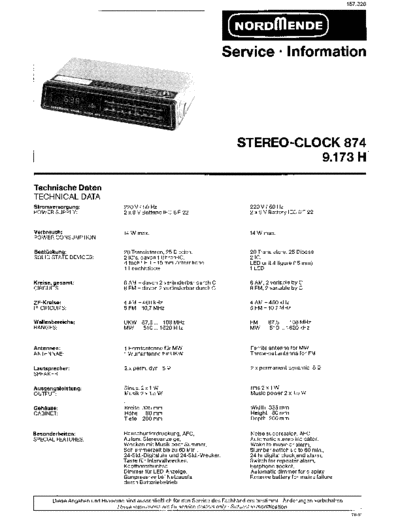 Nordmende Stereo-Clock 874 service manual