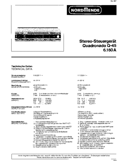 Nordmende Stereo-Steuergeraet Quadronado Q-45 service manual