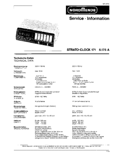 Nordmende strato clock 171 8.175 service manual