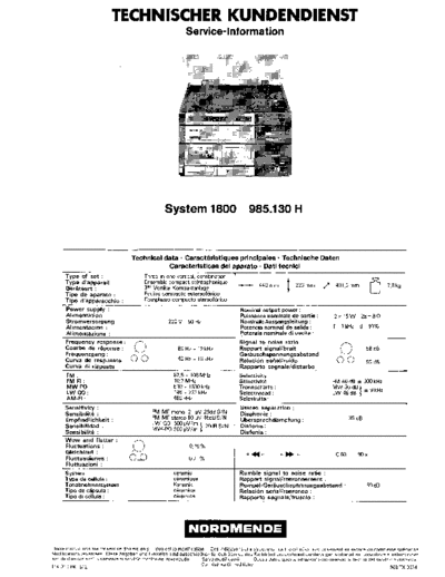 Nordmende System 1800 service manual