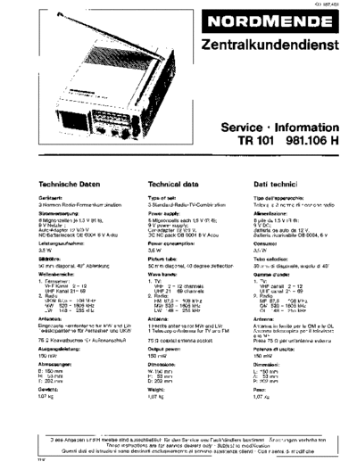 Nordmende TR 101 981.106H service manual