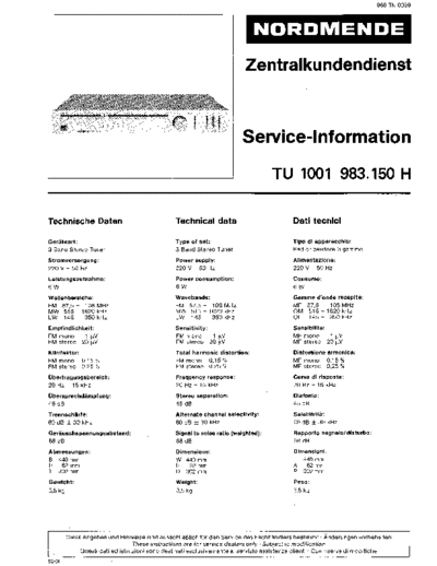 Nordmende TU 1001 service manual