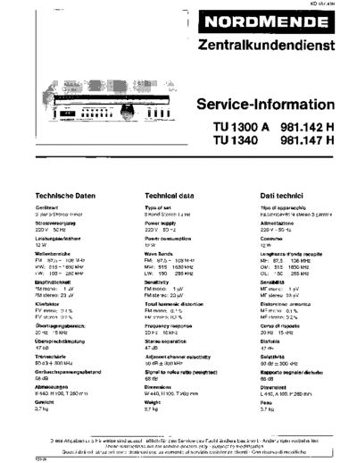 Nordmende TU 1300A TU 1340 service manual