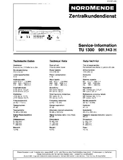 Nordmende TU 1300 service manual