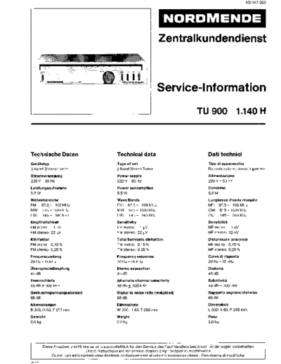 Nordmende TU 900 service manual