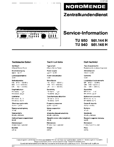 Nordmende TU 950 service manual