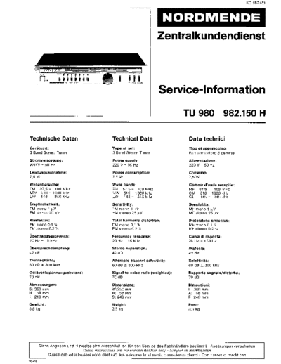 Nordmende TU 980 service manual