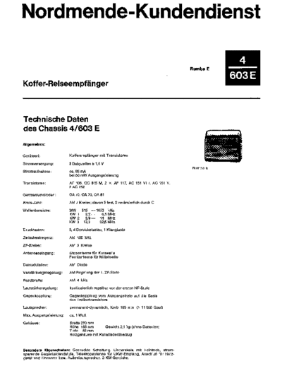 Nordmende Transistor Portable 4/603 E Rumba E service manual