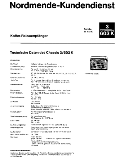 Nordmende Transistorkoffer 3/603 K Transita de luxe K service manual