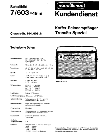 Nordmende Transistorkoffer 7/603-49m service manual