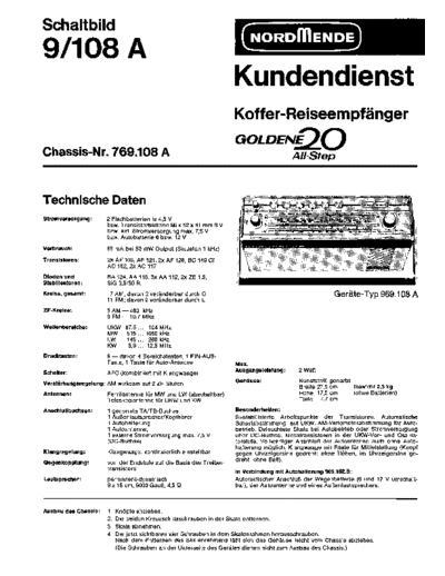 Nordmende Transistorkoffer Goldene 20 all step 9/108 A service manual