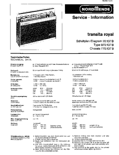 Nordmende transita royal 970.107Bsita de luxe 5.109B service manual