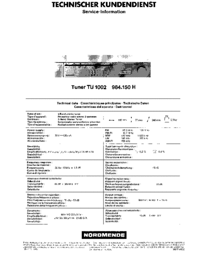 Nordmende TU 1002 service manual